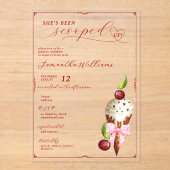 Roze ijskersen rood schepte Vrijgezellenfeest op Acryl Uitnodigingen (Voorkant)