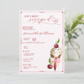 Roze ijskersen rood schepte Vrijgezellenfeest op Kaart (Staand voorkant)