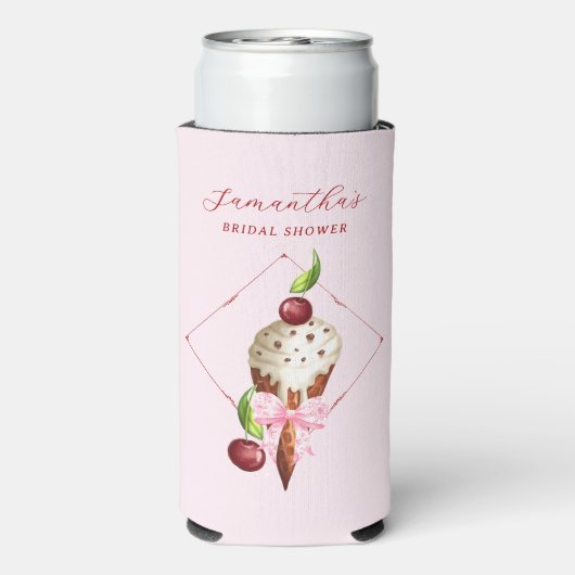 Roze ijskersen rood schepte Vrijgezellenfeest op Seltzer Blikjeskoeler (Seltzer Achterkant)