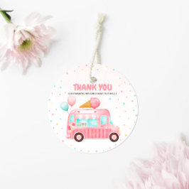 Roze ijsklok hier is de zondebok. bedankjes labels