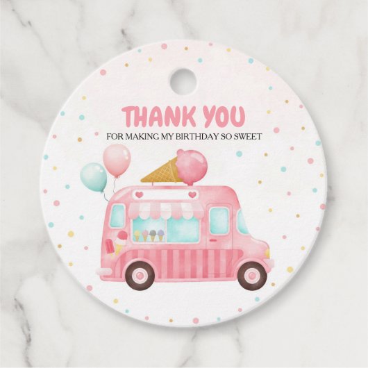 Roze ijsklok hier is de zondebok. bedankjes labels (Voorkant)