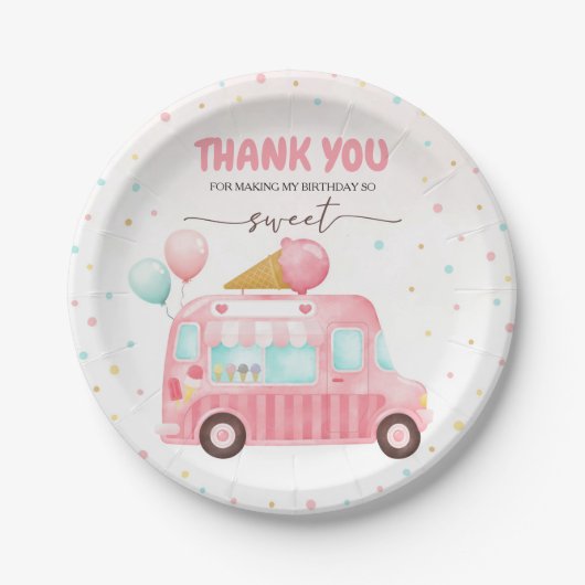 Roze ijsklok hier is de zondebok. papieren bordje (Voorkant)