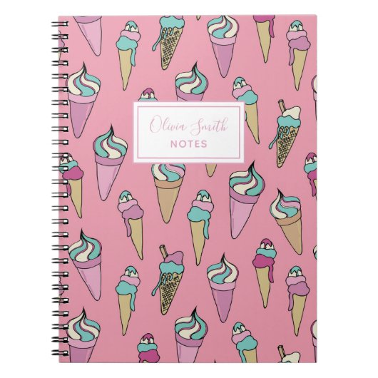 Roze ijsklok op maat notitieboek (Voorkant)