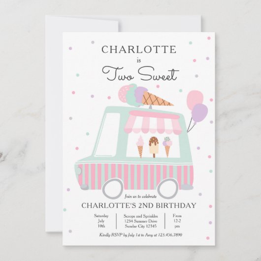 Roze ijsklok twee zoete tweede verjaardag kaart (Voorkant)