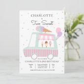 Roze ijsklok twee zoete tweede verjaardag kaart (Staand voorkant)