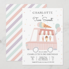 Roze ijsklok twee zoete tweede verjaardag kaart