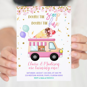 Roze ijsklok verdubbelt de zondag van de druppel kaart