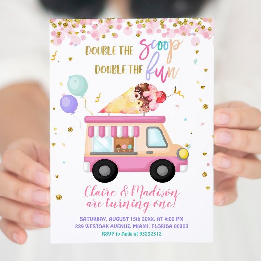 Roze ijsklok verdubbelt de zondag van de druppel kaart