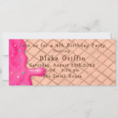 Roze ijskom Cream Golden Ticket Birthday Uitnodigi Kaart (Voorkant)