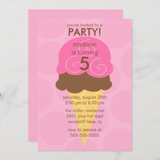 Roze ijskreeft - uitnodiging van afgelopen dag (Voorkant / Achterkant)