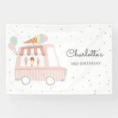 Roze ijskremmel - Birthday Party decor - Welkom Spandoek (Horizontaal)