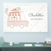 Roze ijskremmel - Birthday Party decor - Welkom Spandoek (Beurs)