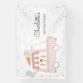 Roze ijskremmel - Birthday Party decor - Welkom Spandoek (Verticaal)