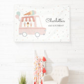 Roze ijskremmel - Birthday Party decor - Welkom Spandoek (Insitu)