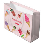 Roze ijskroomkraam, Birthday Baby shower Gift Bag Groot Cadeauzakje (Voorkant Gekanteld)