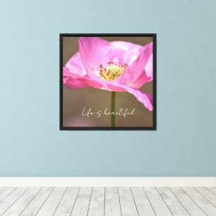 Roze IJslandse Papaver Bloem (fotografie door mij) Canvas Afdruk