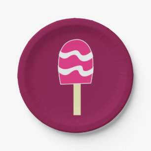 Roze Ijslolly Verjaardagsfeestje Papieren Bordje