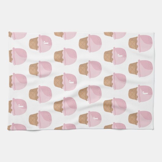Roze ijspatroon monogram keukenhanddoek (Horizontaal)