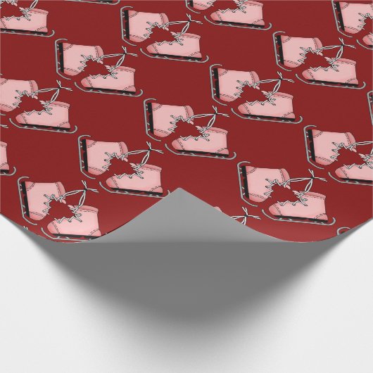 Roze ijsSchaatsen Cadeaupapier (Hoek)