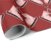 Roze ijsSchaatsen Cadeaupapier (Rol Hoek)
