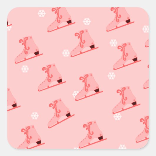 Roze IJsschaatsen Ronde Sticker (Voorkant)