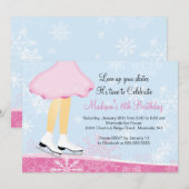 Roze ijsschaatsen uitnodiging op zaterdag (Voorkant / Achterkant)