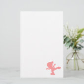Roze IJsschaatsmeisje Briefpapier (Staand voorkant)
