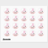 Roze IJsschaatsontwerp Ronde Sticker (Vel)