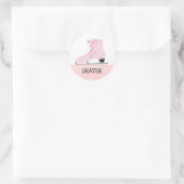 Roze IJsschaatsontwerp Ronde Sticker (Tas)