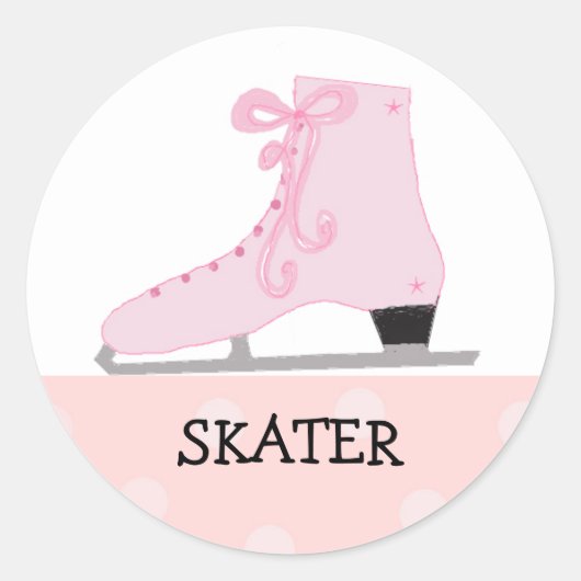 Roze IJsschaatsontwerp Ronde Sticker (Voorkant)