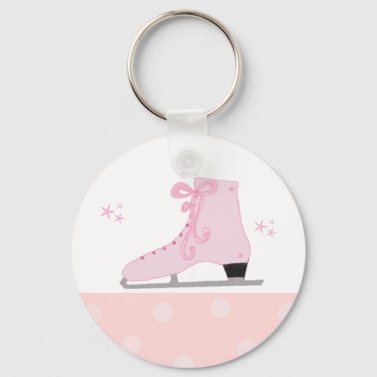 Roze IJsschaatsontwerp Sleutelhanger (Voorkant)