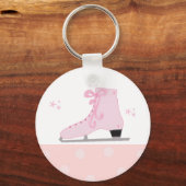 Roze IJsschaatsontwerp Sleutelhanger (Voorkant)