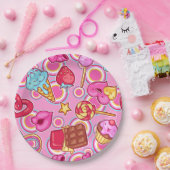 Roze IJssnoepjes Papieren Bordje (Feest)