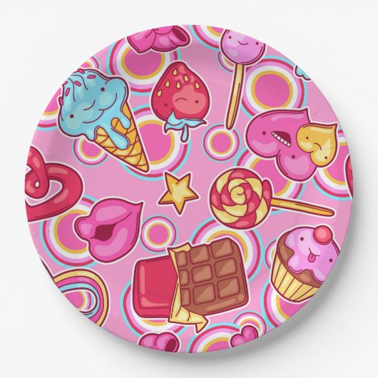Roze IJssnoepjes Papieren Bordje (Voorkant)