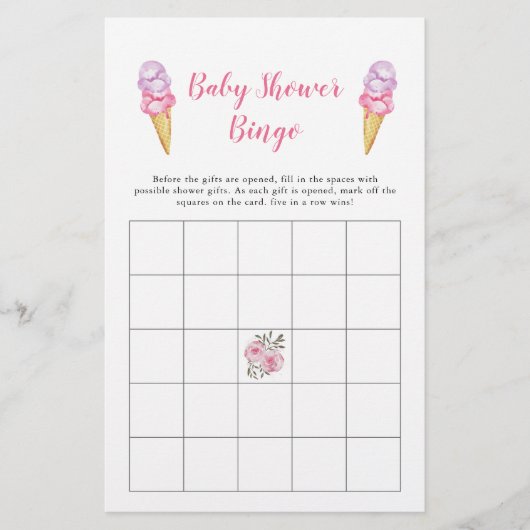 Roze ijsvormer Baby shower Bingo Game (Voorkant)