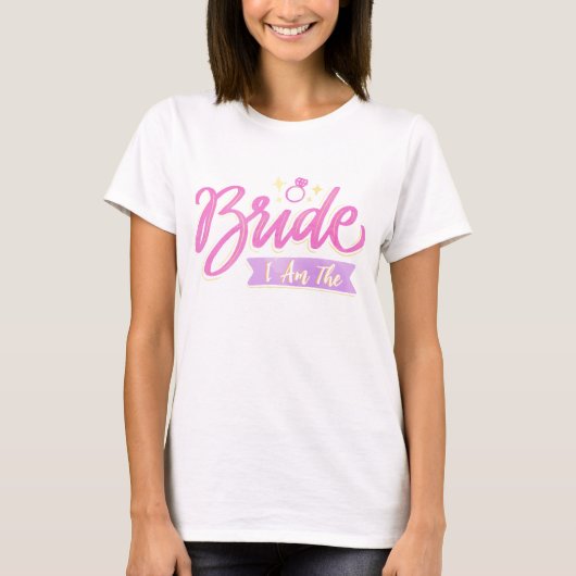 Roze Ik Ben De Bruid Bachelorette Groupe Feestgesc T-shirt (Voorkant)