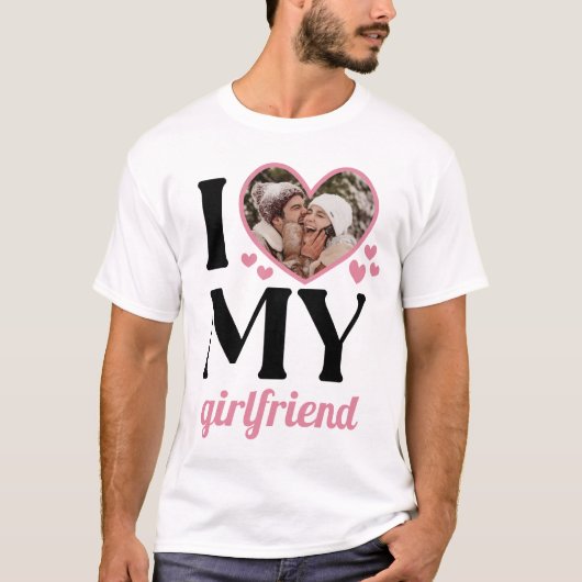 Roze ik hoor mijn Vriendin Foto toevoegen T-shirt (Voorkant)