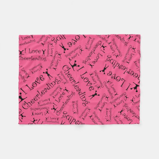Roze ik hou van cheertoonaangevend fleece deken (Voorkant (Horizontaal))