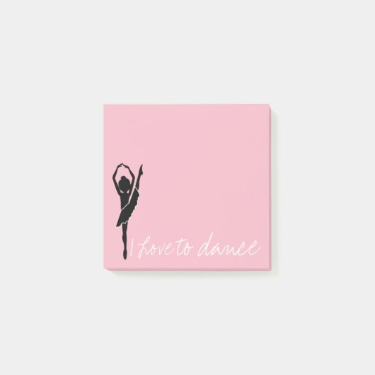 Roze ik hou van Dance Silhouette Ballerina Post-it® Notes (Voorkant)