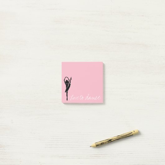 Roze ik hou van Dance Silhouette Ballerina Post-it® Notes (Op bureau)