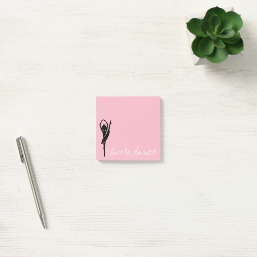 Roze ik hou van Dance Silhouette Ballerina Post-it® Notes (Kantoor)