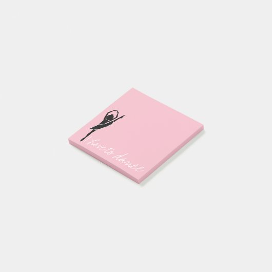 Roze ik hou van Dance Silhouette Ballerina Post-it® Notes (Schuin)