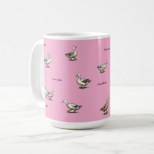 Roze Ik hou van eenden Koffiemok