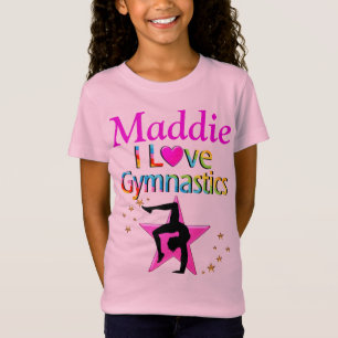 ROZE IK HOU VAN GYMNASTIEK GEPERSONALISEERD T-SHIR T-SHIRT
