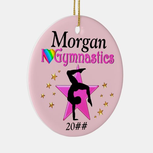  ROZE IK HOU VAN GYMNASTIEK PERSONALISEREN ORNAMEN KERAMISCH ORNAMENT (Rechts)