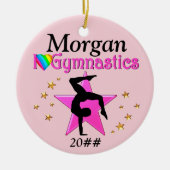  ROZE IK HOU VAN GYMNASTIEK PERSONALISEREN ORNAMEN KERAMISCH ORNAMENT (Voorkant)