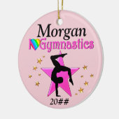  ROZE IK HOU VAN GYMNASTIEK PERSONALISEREN ORNAMEN KERAMISCH ORNAMENT (Links)