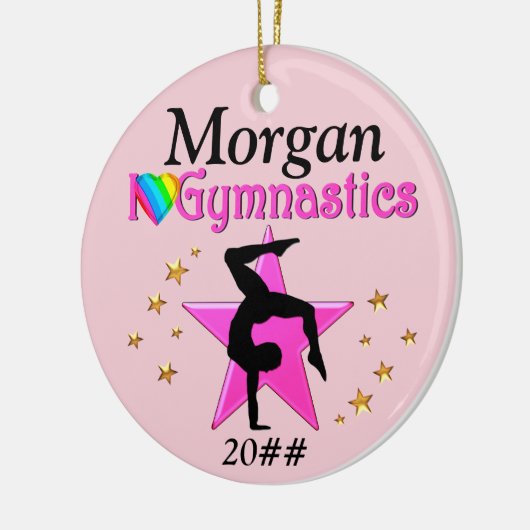  ROZE IK HOU VAN GYMNASTIEK PERSONALISEREN ORNAMEN KERAMISCH ORNAMENT (Links)
