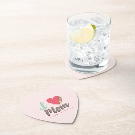 Roze ik hou van het hart van mama kartonnen onderzetters (Insitu)