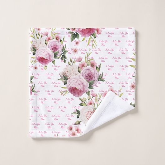 Roze ik hou van je moeder - Dadinghanddoekset Bad Handdoek (Wasdoekje)